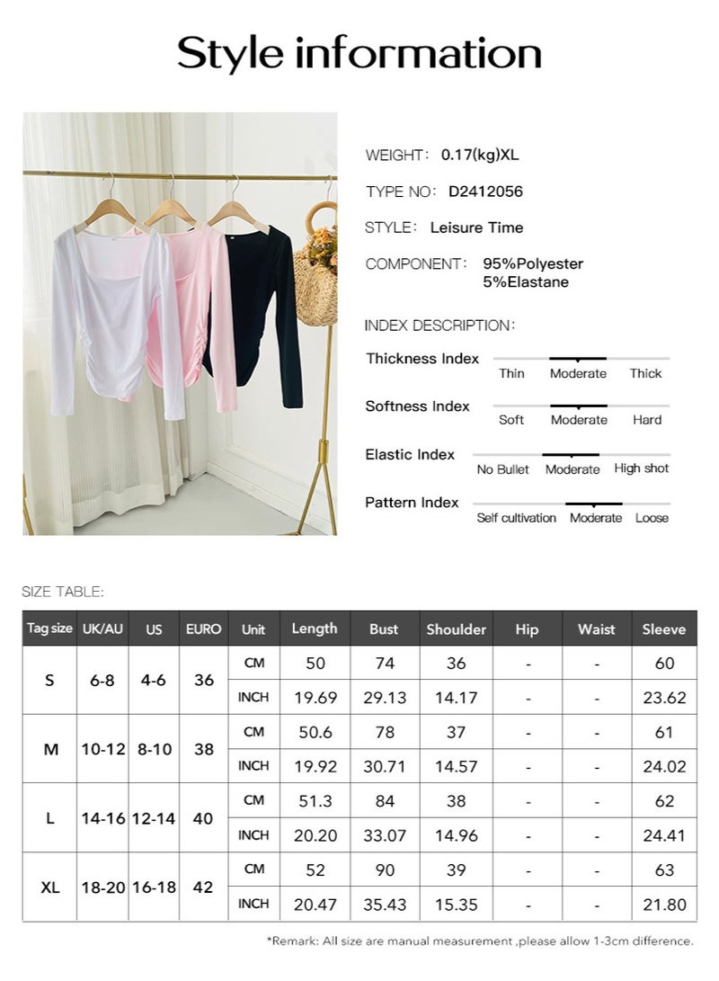 general 2026 Elegant Women's Long-Sleeved Square-Neck Crop Top, Long-Sleeved Pullover Tight-Fitting Casual Fashion Top, Y2K Style Top, T-Shirt - Image 2